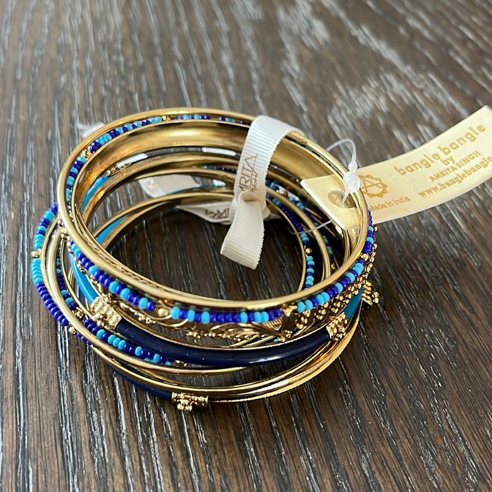 bangle bangle by Amitra Singh blue turquoise  bracelets. Beautiful set. NWT